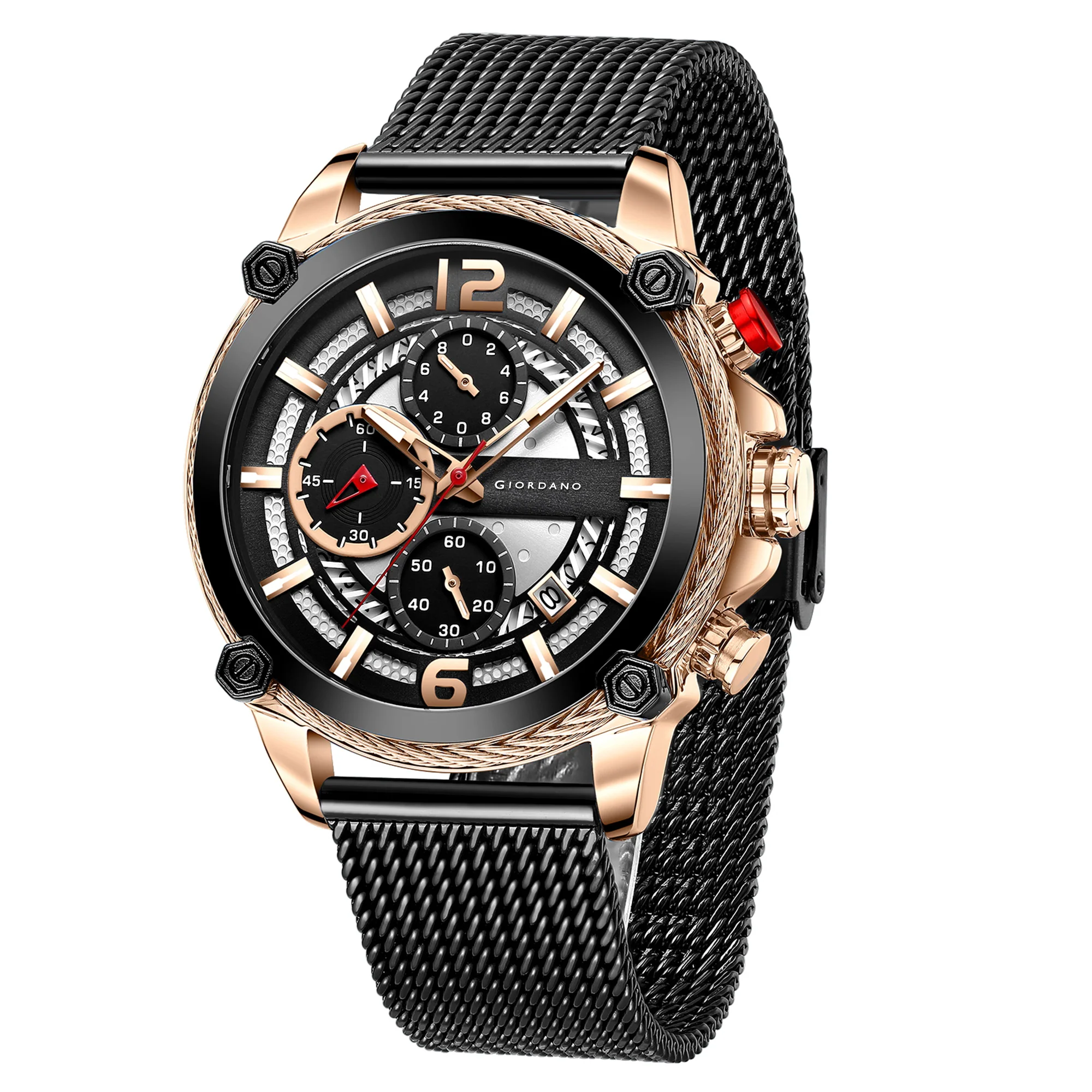 Giordano Analog Watch for Men with Color Variant and Stylish Mesh Strap| Chronograph Multifunctional Mechanism | GZ-50039-22 - Image 7