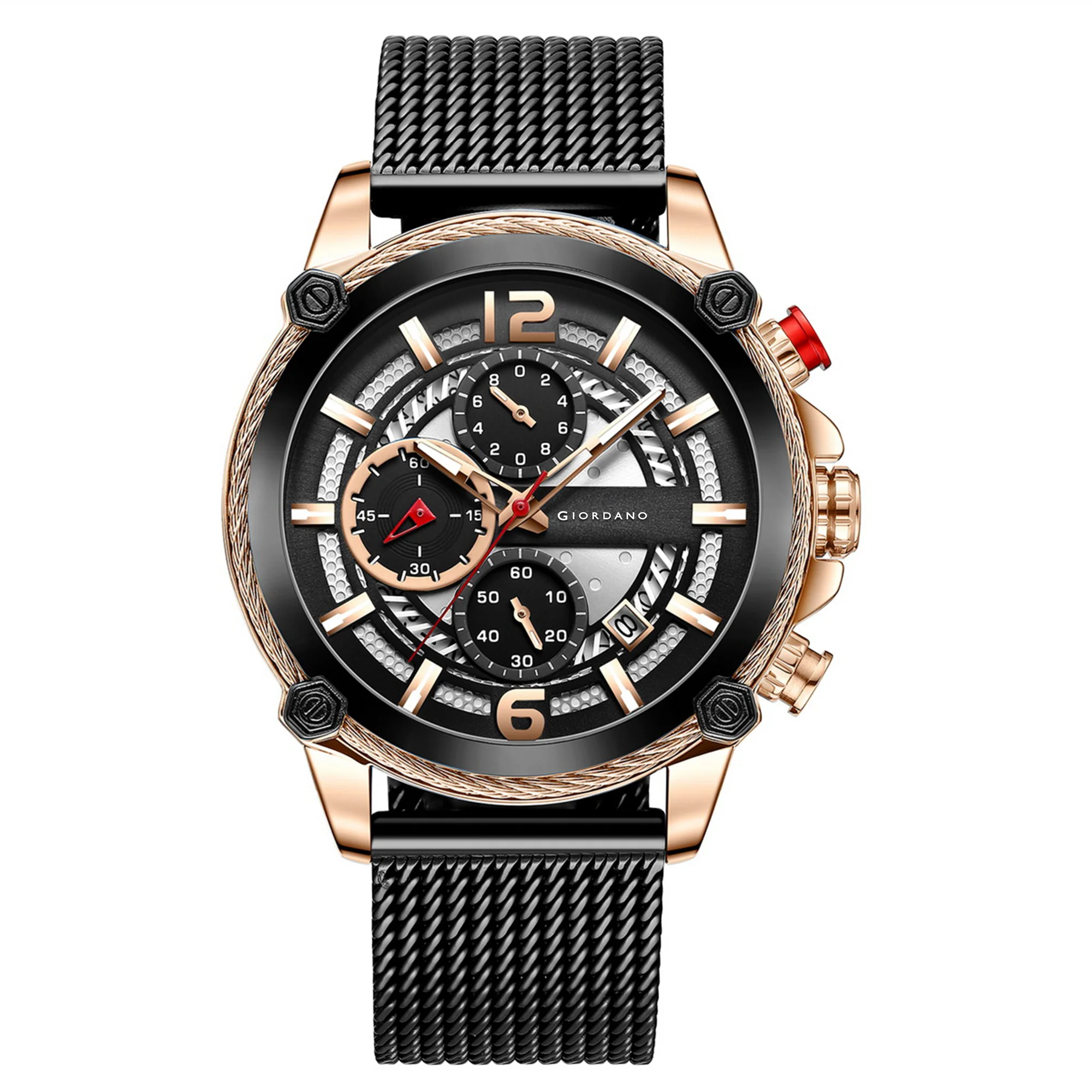 Giordano Analog Watch for Men with Color Variant and Stylish Mesh Strap| Chronograph Multifunctional Mechanism | GZ-50039-22 - Image 8