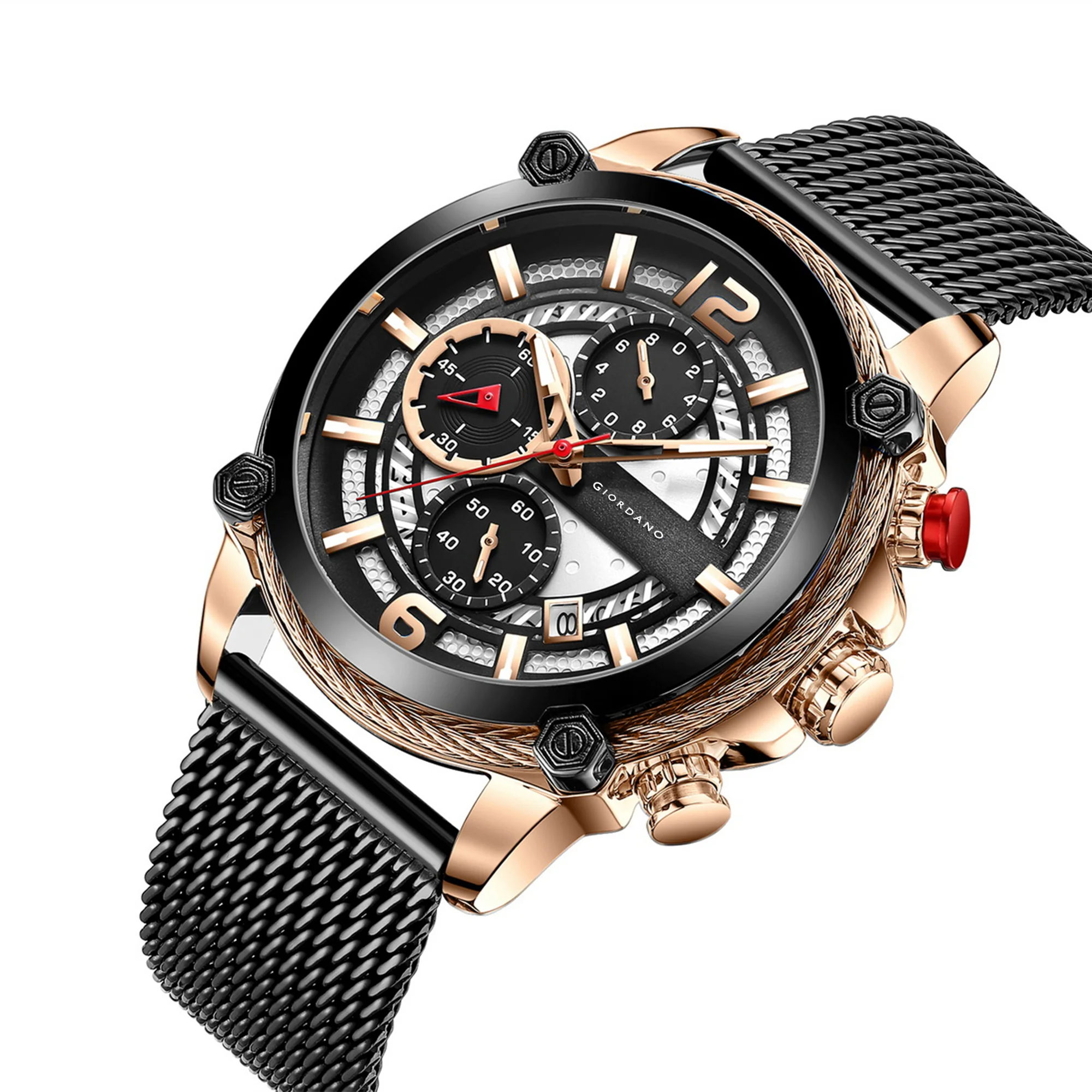 Giordano Analog Watch for Men with Color Variant and Stylish Mesh Strap| Chronograph Multifunctional Mechanism | GZ-50039-22 - Image 9