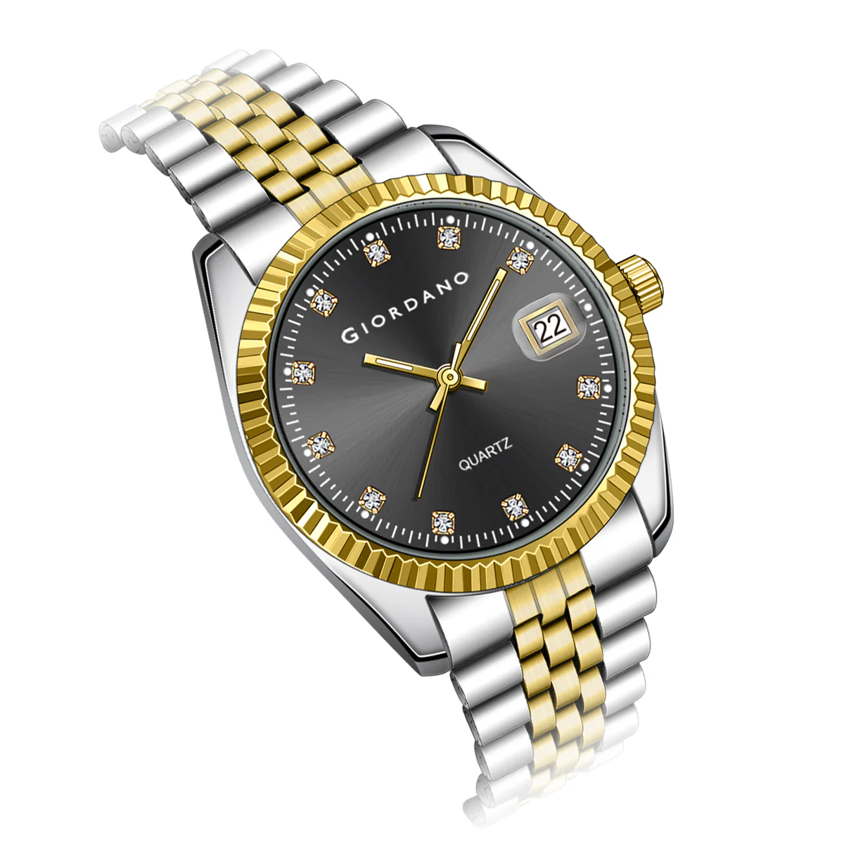 Giordano analog Watch for men with Dual-Tone Stainless Steel strap , Quartz Movement, Date Window, Diamond-Style Indices -GZ-50133-11 - Image 7