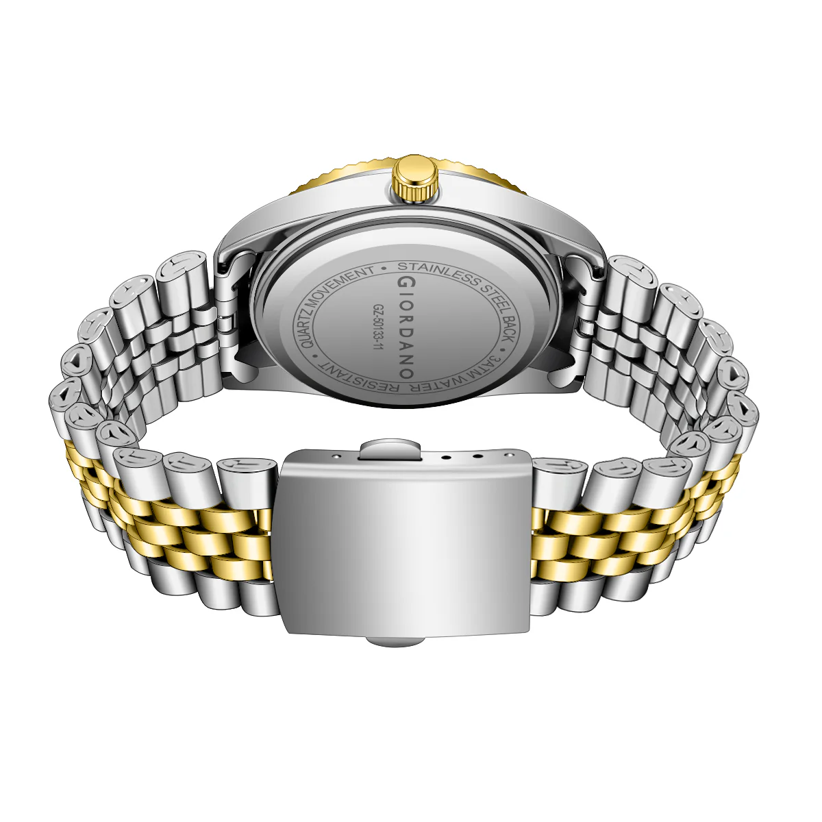 Giordano analog Watch for men with Dual-Tone Stainless Steel strap , Quartz Movement, Date Window, Diamond-Style Indices -GZ-50133-11 - Image 8