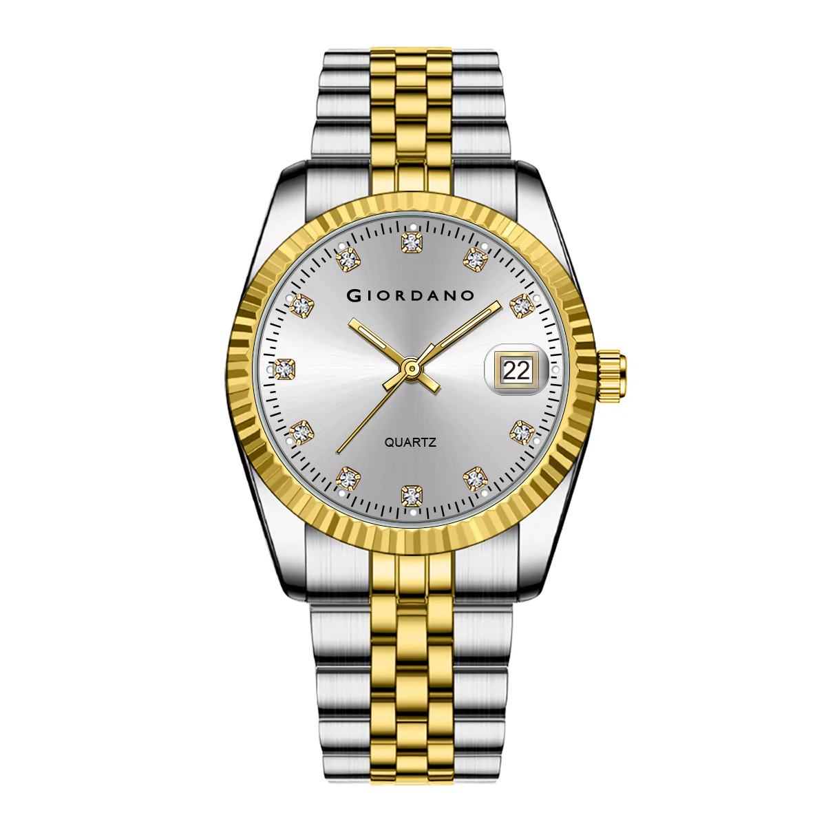 Giordano analog Watch for men with Dual-Tone Stainless Steel strap , Quartz Movement, Date Window, Diamond-Style Indices -GZ-50133-22 - Image 7