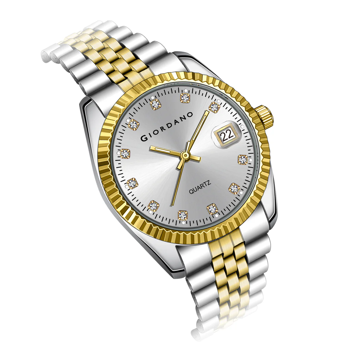 Giordano analog Watch for men with Dual-Tone Stainless Steel strap , Quartz Movement, Date Window, Diamond-Style Indices -GZ-50133-22 - Image 9