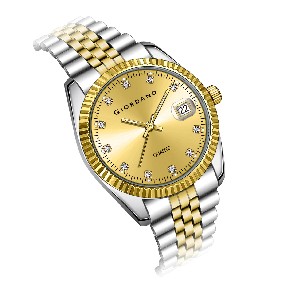 Giordano analog Watch for men with Dual-Tone Stainless Steel strap , Quartz Movement, Date Window, Diamond-Style Indices -GZ-50133-33 - Image 10