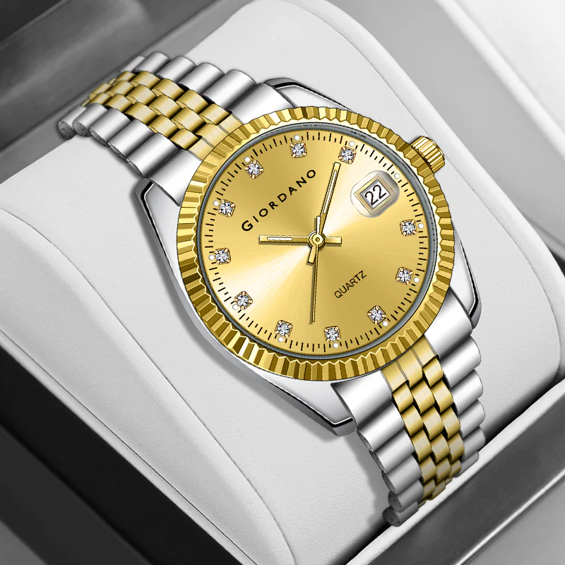 Giordano analog Watch for men with Dual-Tone Stainless Steel strap , Quartz Movement, Date Window, Diamond-Style Indices -GZ-50133-33 - Image 5