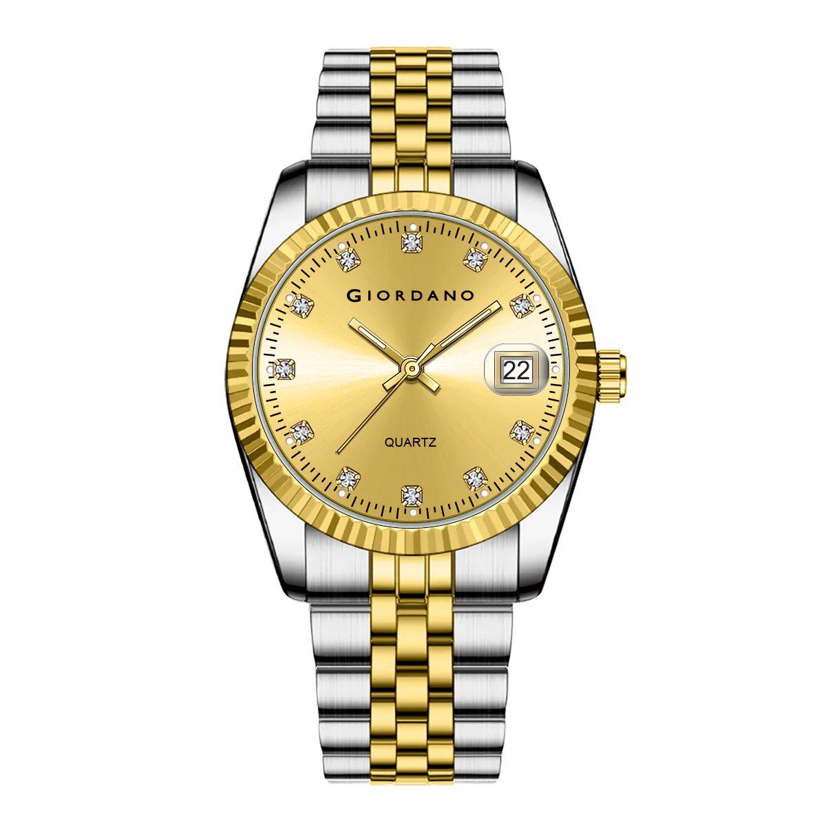Giordano analog Watch for men with Dual-Tone Stainless Steel strap , Quartz Movement, Date Window, Diamond-Style Indices -GZ-50133-33 - Image 8