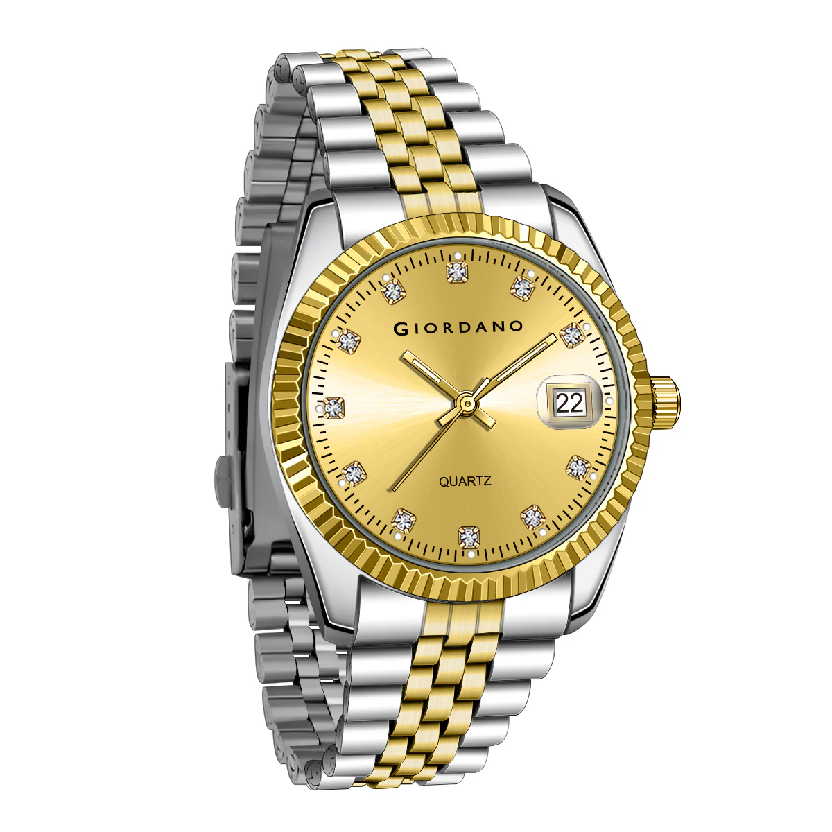 Giordano analog Watch for men with Dual-Tone Stainless Steel strap , Quartz Movement, Date Window, Diamond-Style Indices -GZ-50133-33 - Image 9