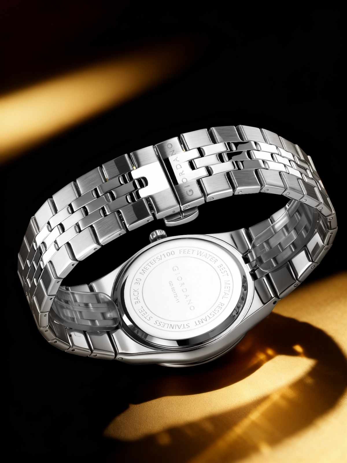 GIORDANO Analog Watch for Men with Honeycomb Dial, Fluted Bezel, Stainless Steel Strap, Date Window & Luminous Hour Markers - GZ-50172-11 - Image 5