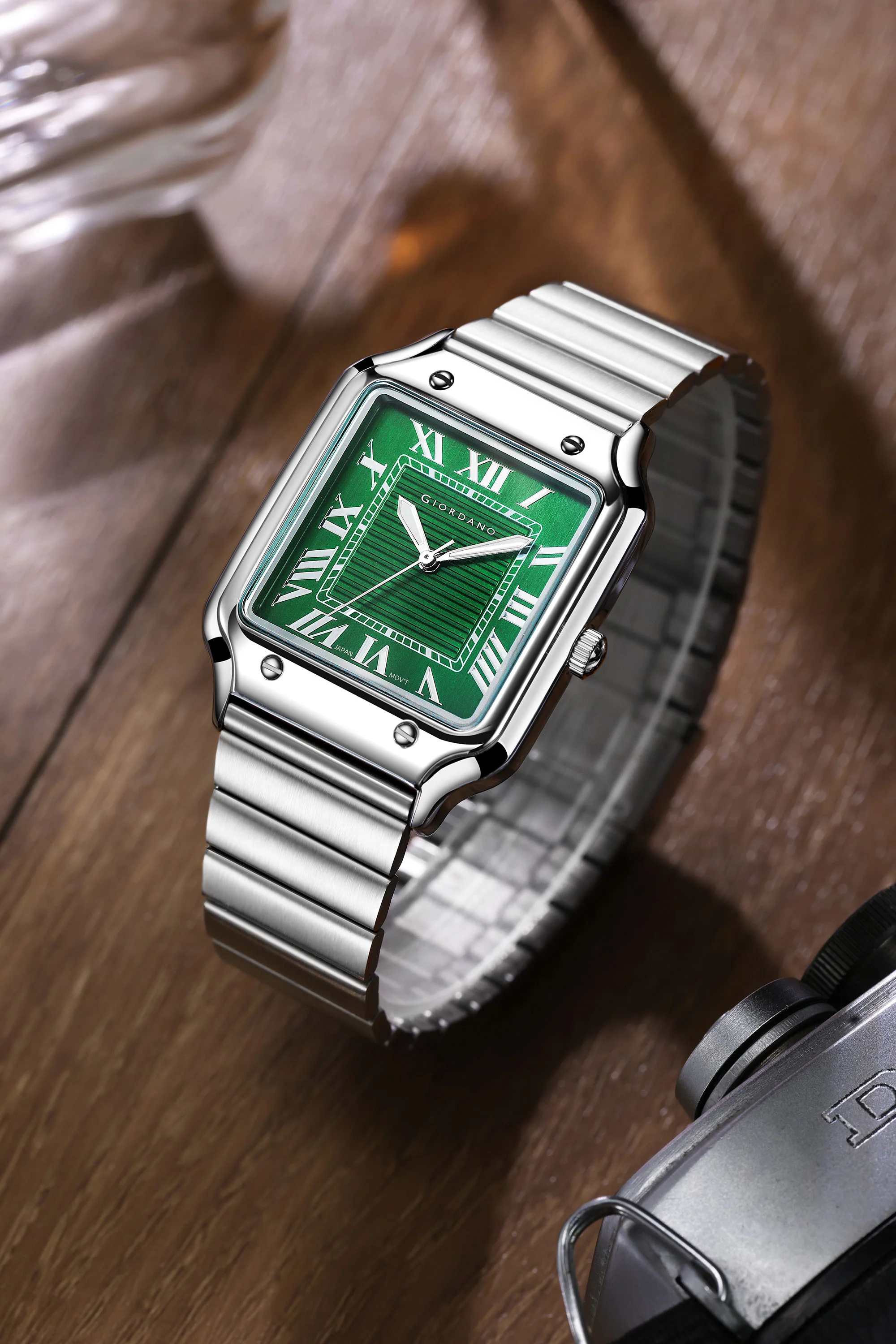 Giordano Analog Watch for Men with Square Textured Dial, Roman Numerals, Quartz Movement and Stainless Steel Strap - GZ-50212-11 - Image 3