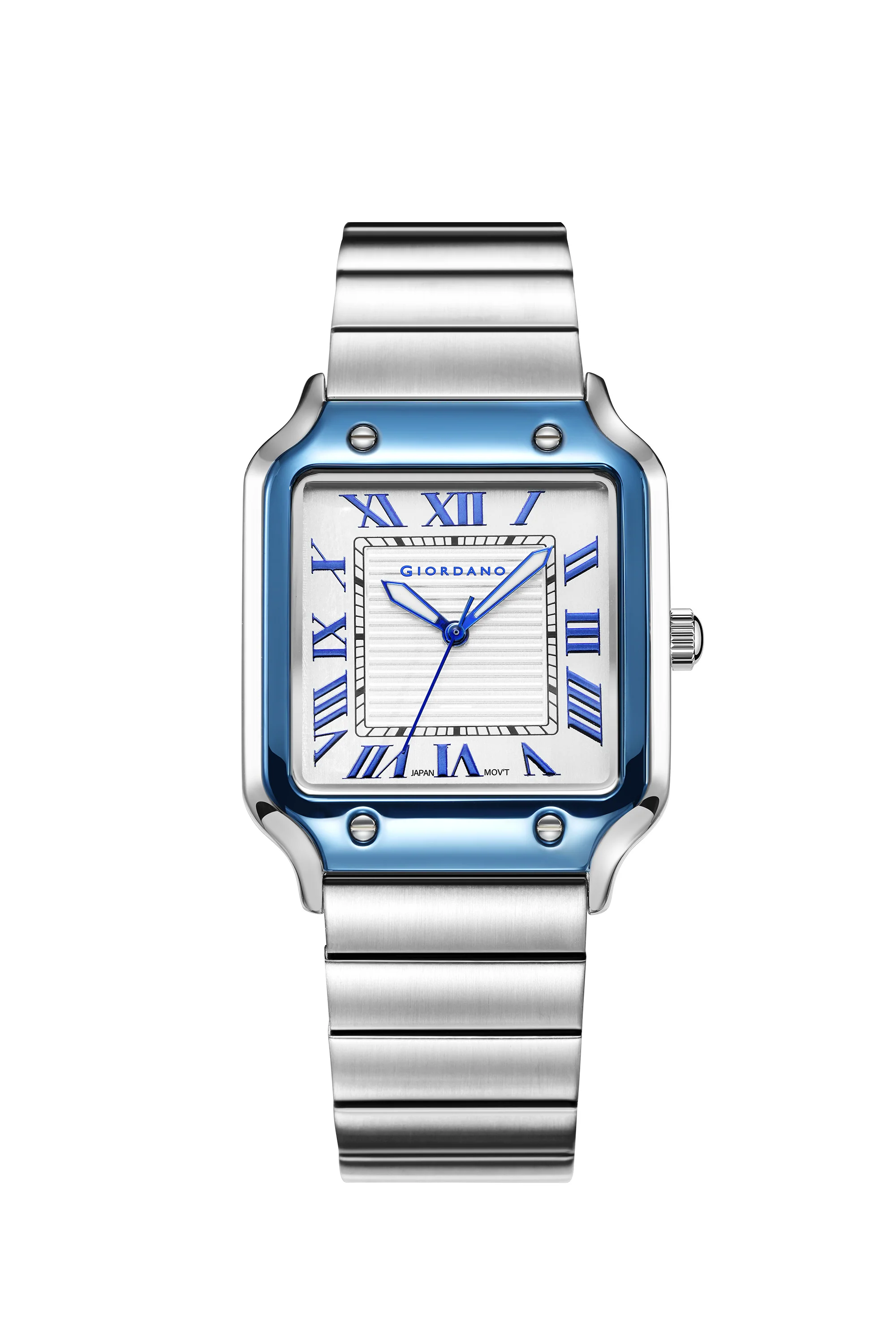 Giordano Analog Watch for Men with Square Textured Dial, Roman Numerals, Quartz Movement and Stainless Steel Strap - GZ-50212-22 - Image 4