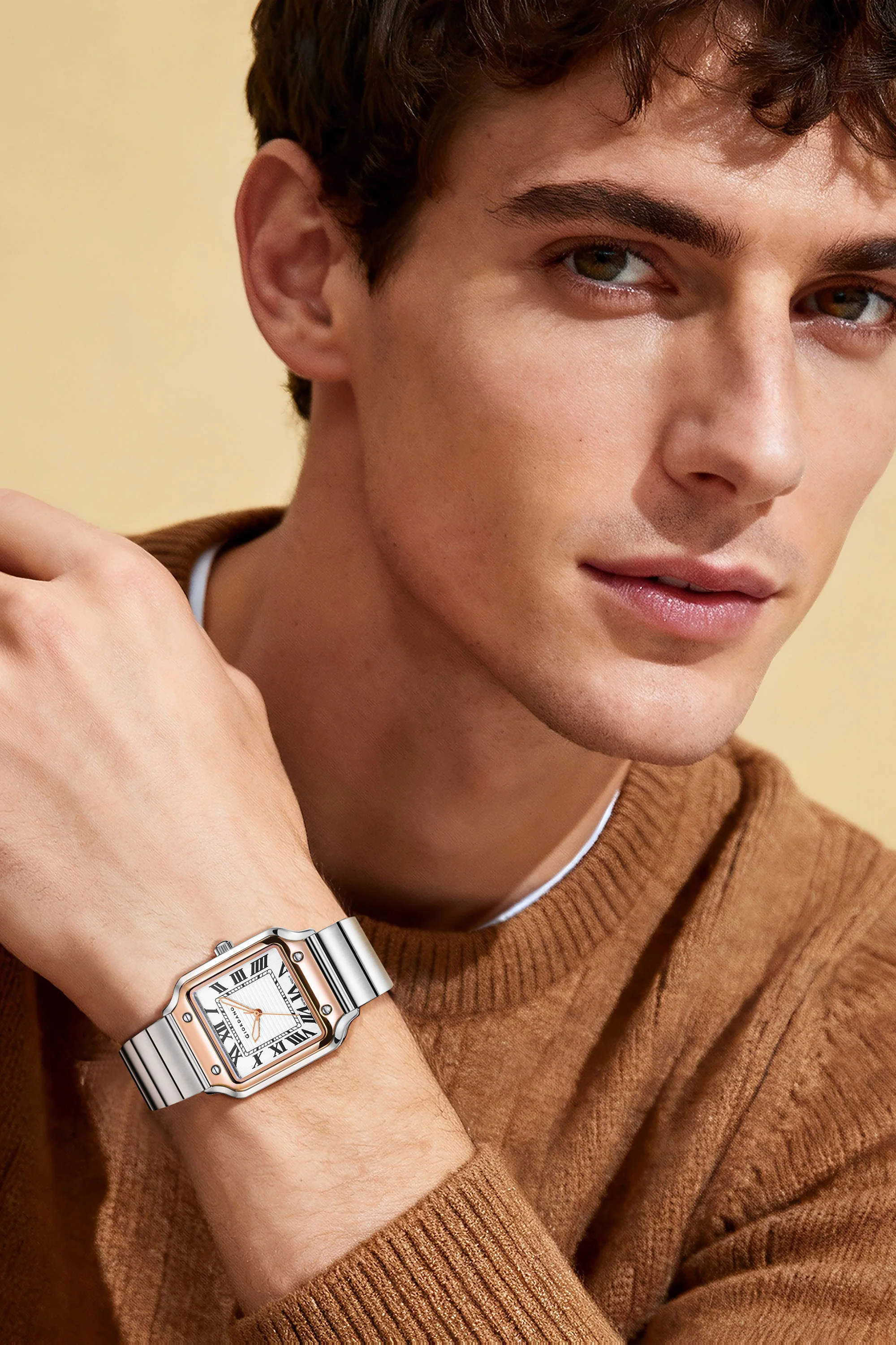 Giordano Analog Watch for Men with Square Textured Dial, Roman Numerals, Quartz Movement and Stainless Steel Strap - GZ-50212-33 - Image 2