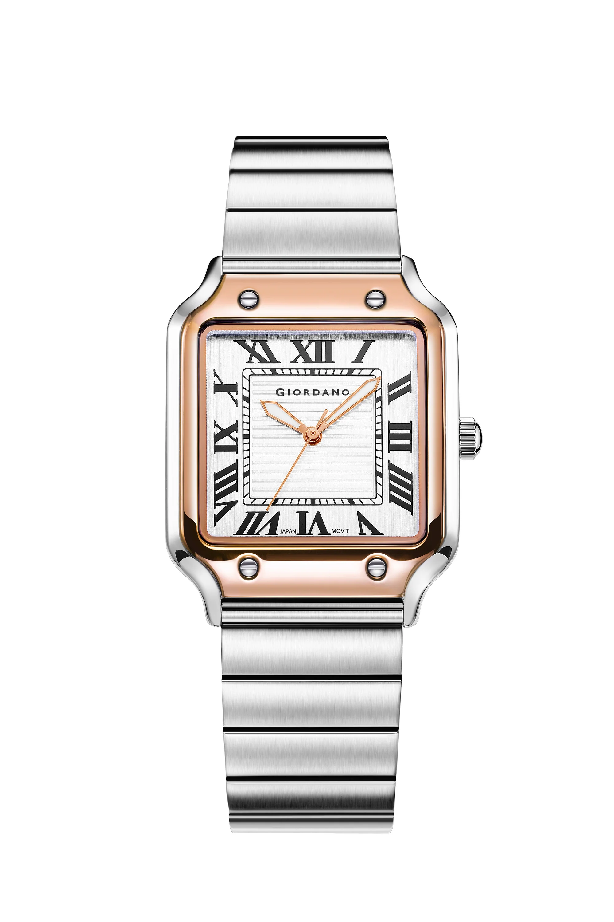 Giordano Analog Watch for Men with Square Textured Dial, Roman Numerals, Quartz Movement and Stainless Steel Strap - GZ-50212-33 - Image 4