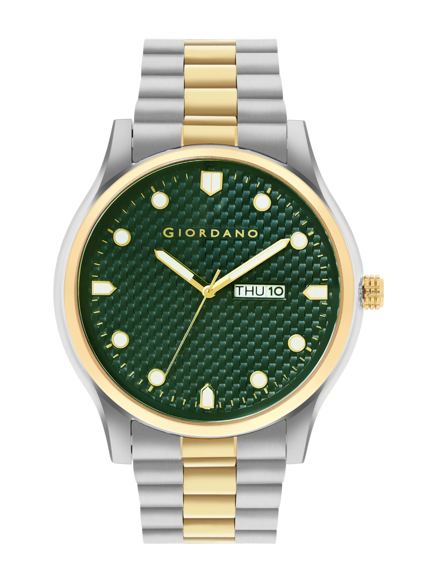 Giordano Analog Watch for Men with Two-Tone Stainless Steel Strap & Textured Dial, Day-Date Display, Elegant Casual Style | GZ-50122-11 - Image 4
