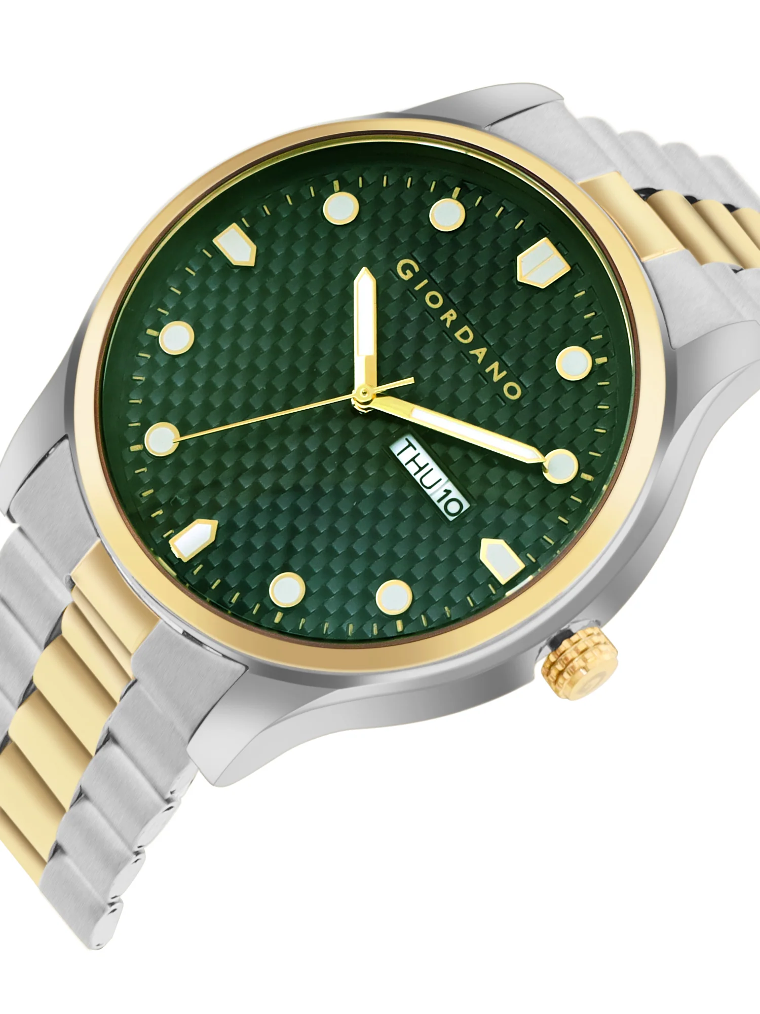 Giordano Analog Watch for Men with Two-Tone Stainless Steel Strap & Textured Dial, Day-Date Display, Elegant Casual Style | GZ-50122-11 - Image 5