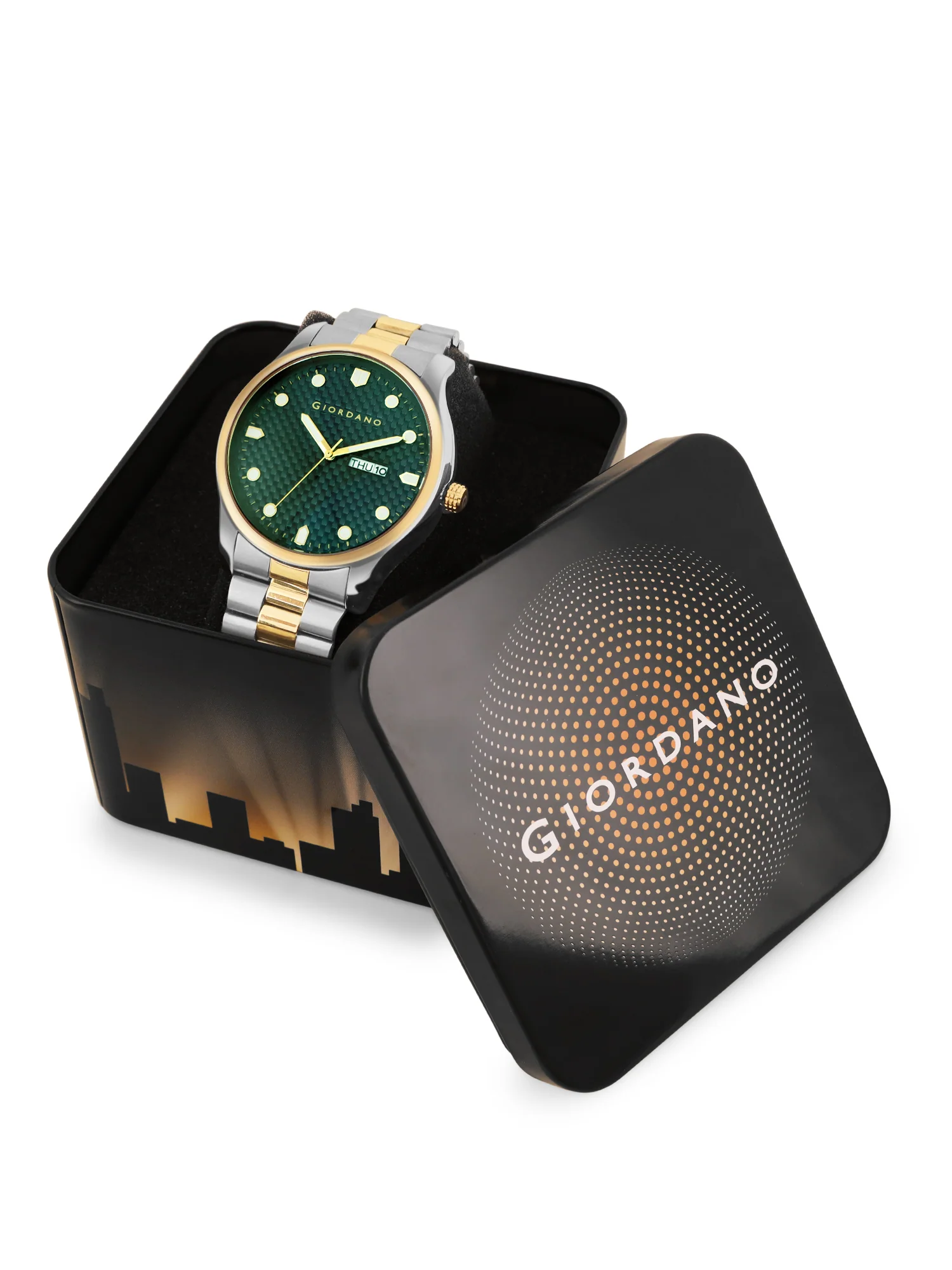 Giordano Analog Watch for Men with Two-Tone Stainless Steel Strap & Textured Dial, Day-Date Display, Elegant Casual Style | GZ-50122-11 - Image 6