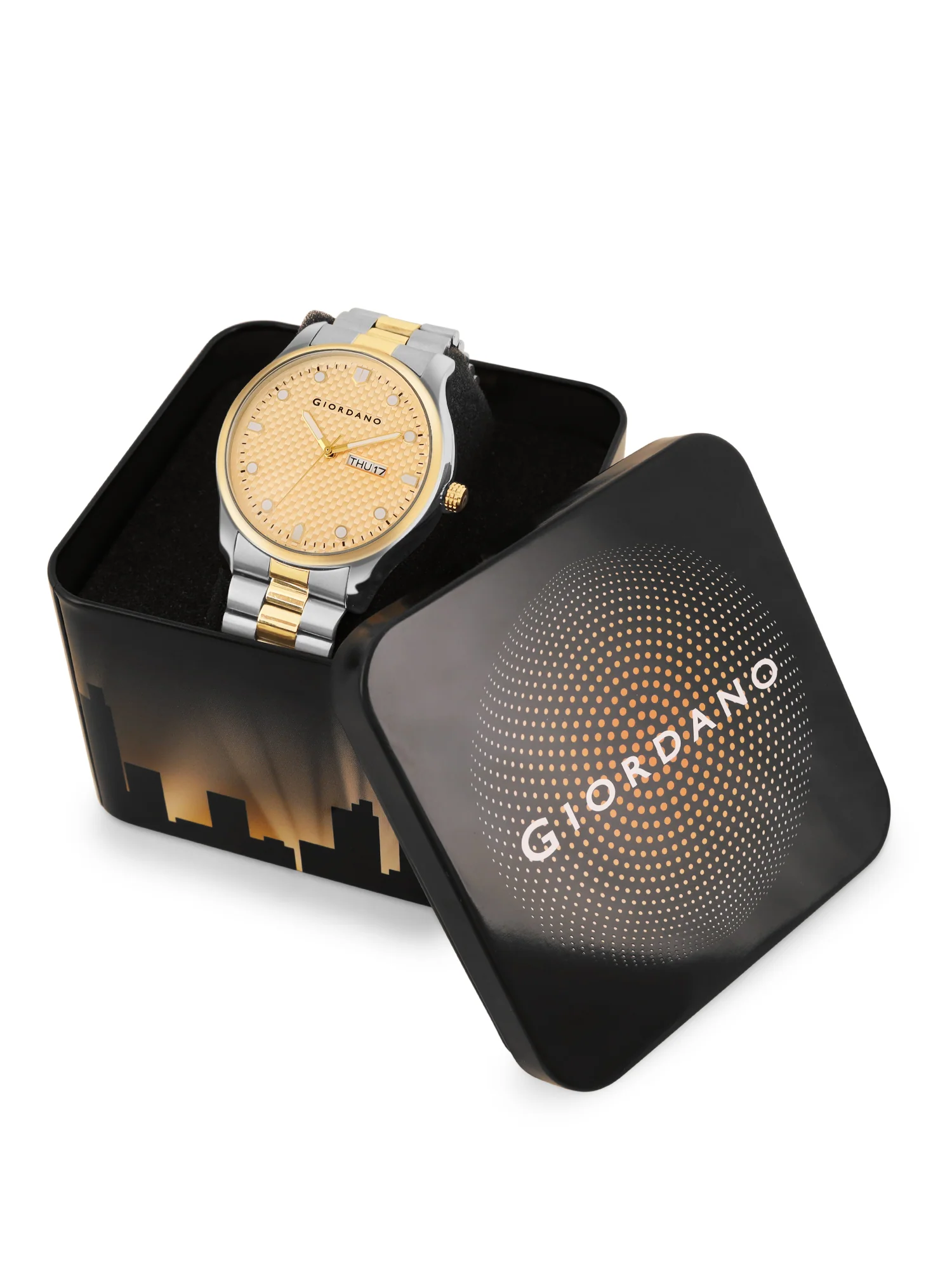 Giordano Analog Watch for Men with Two-Tone Stainless Steel Strap & Textured Dial, Day-Date Display, Elegant Casual Style | GZ-50122-44 - Image 6