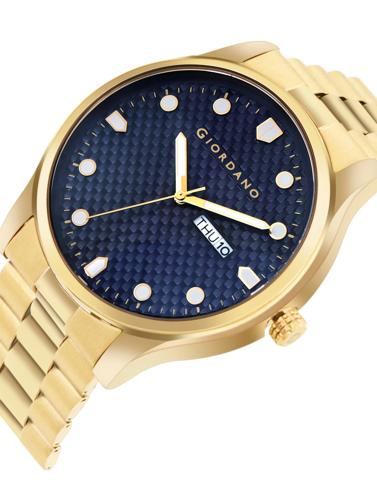 Giordano Analog Watch for Men with Two-Tone Stainless Steel Strap & Textured Dial, Day-Date Display, Elegant Casual Style | GZ-50122-55 - Image 5