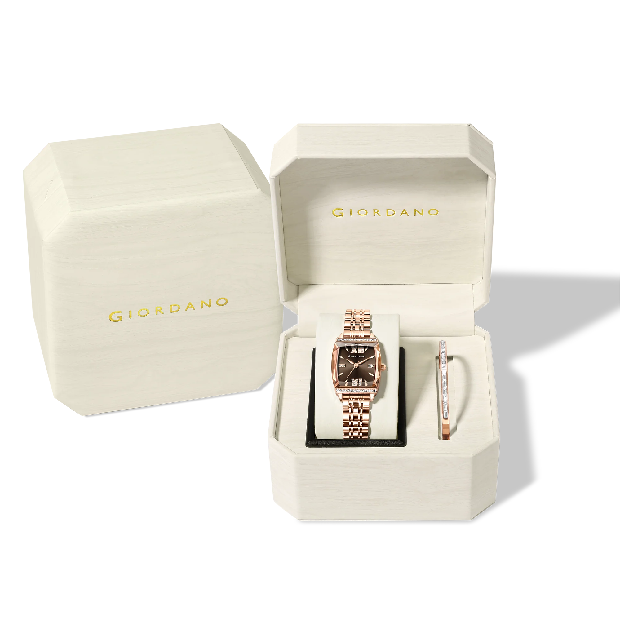 Giordano Analog Watch for Women – Elegant Square Cut-Glass Dial, Crystal Roman Numerals, Stainless Steel Strap – Stylish Luxury Timepiece & Gift | GZ-60117-22 - Image 7