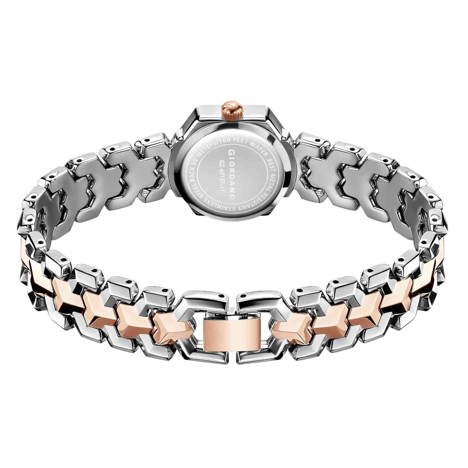 Giordano Analog Watch for Women – Hexagon Dial with Crystal Accents, Stainless Steel Bracelet, Elegant Wristwatch - GZ-60137-11 - Image 6