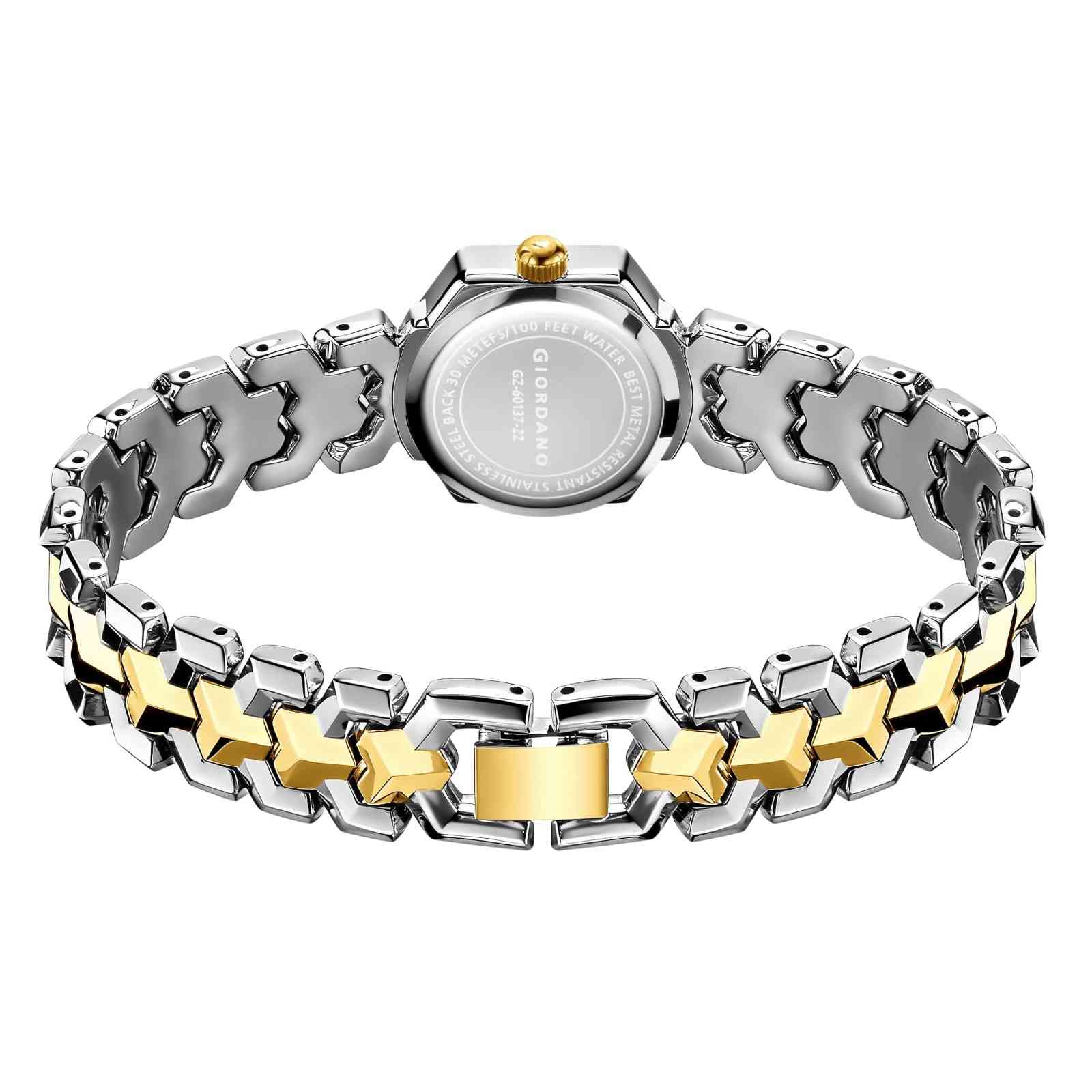 Giordano Analog Watch for Women – Hexagon Dial with Crystal Accents, Stainless Steel Bracelet, Elegant Wristwatch - GZ-60137-22 - Image 6