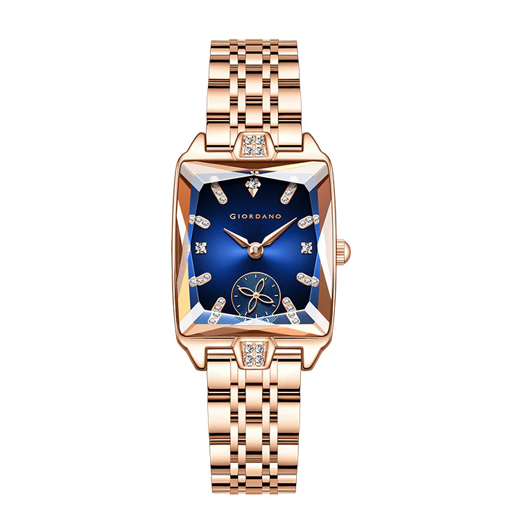 Giordano Analog Watch For Women - Rectangular Dial, Crystal Hour Markers And Rose Gold Stainless Steel Strap GZ-60102-22 - Image 5