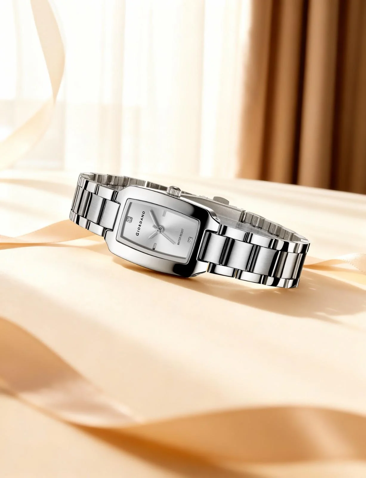 Giordano Analog Watch for Women – Rectangular Dial, Stainless Steel Strap, Crystal Accent Markers, Elegant Wristwatch - GZ-60140-11 - Image 3
