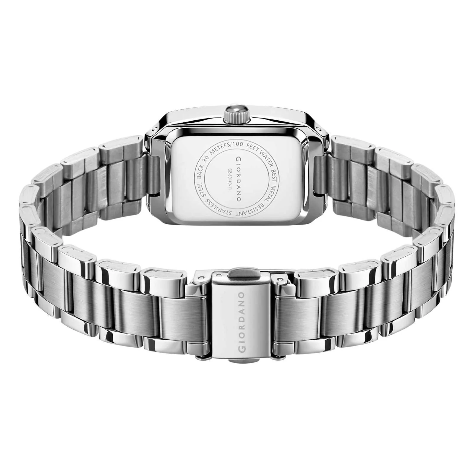Giordano Analog Watch for Women – Rectangular Dial, Stainless Steel Strap, Crystal Accent Markers, Elegant Wristwatch - GZ-60140-11 - Image 6