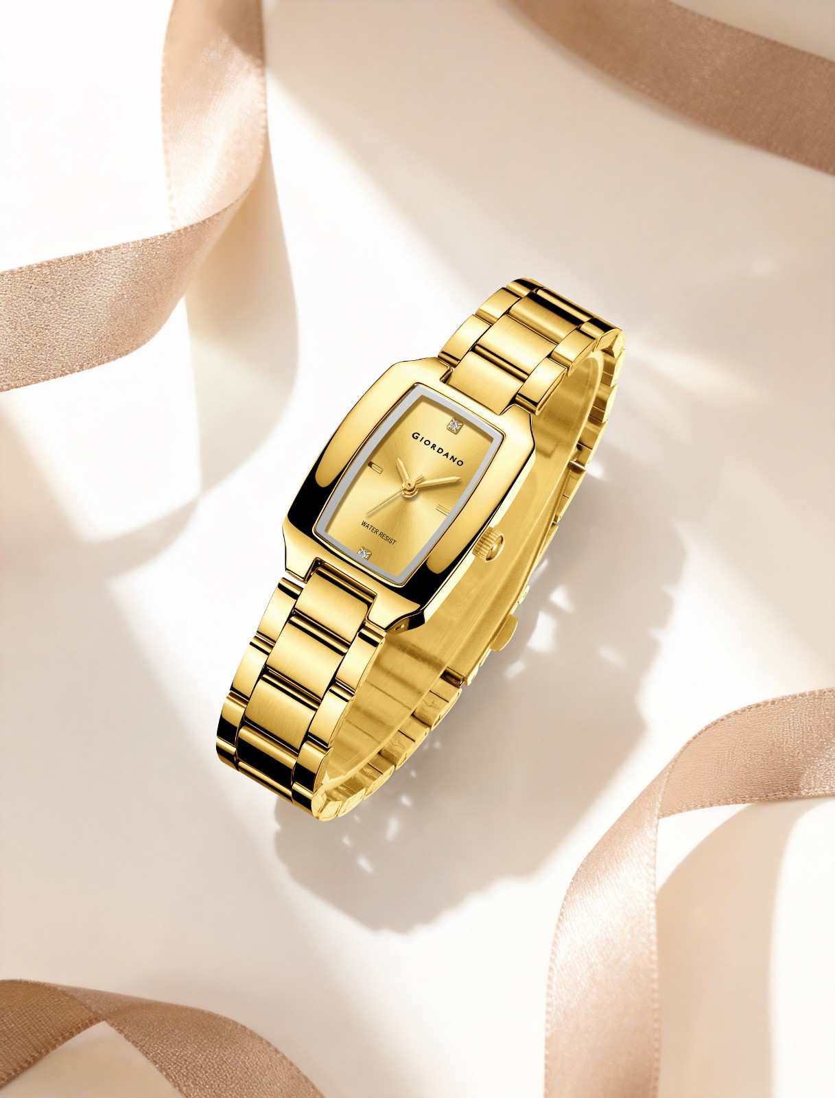 Giordano Analog Watch for Women – Rectangular Dial, Stainless Steel Strap, Crystal Accent Markers, Elegant Wristwatch - GZ-60140-22 - Image 3