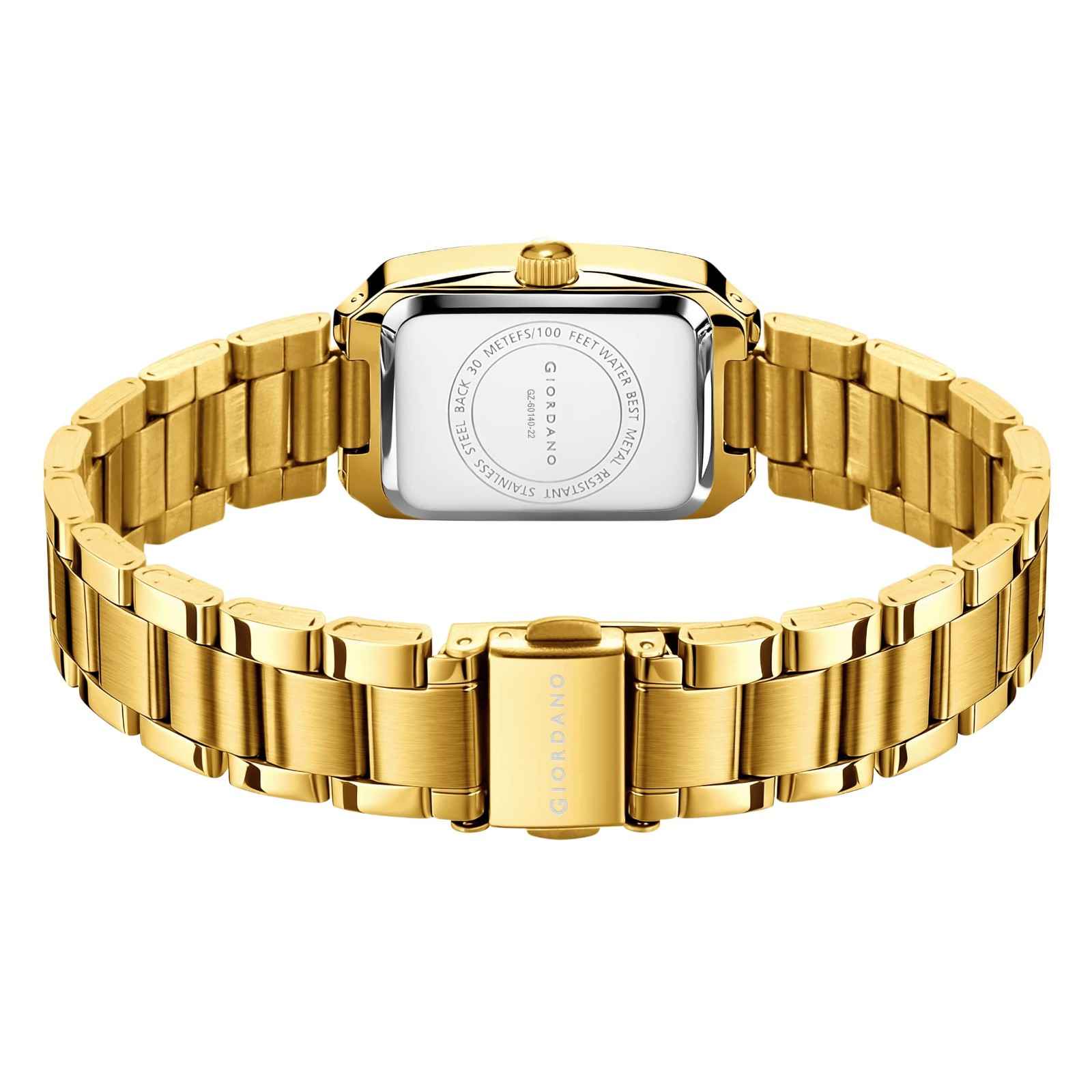 Giordano Analog Watch for Women – Rectangular Dial, Stainless Steel Strap, Crystal Accent Markers, Elegant Wristwatch - GZ-60140-22 - Image 6
