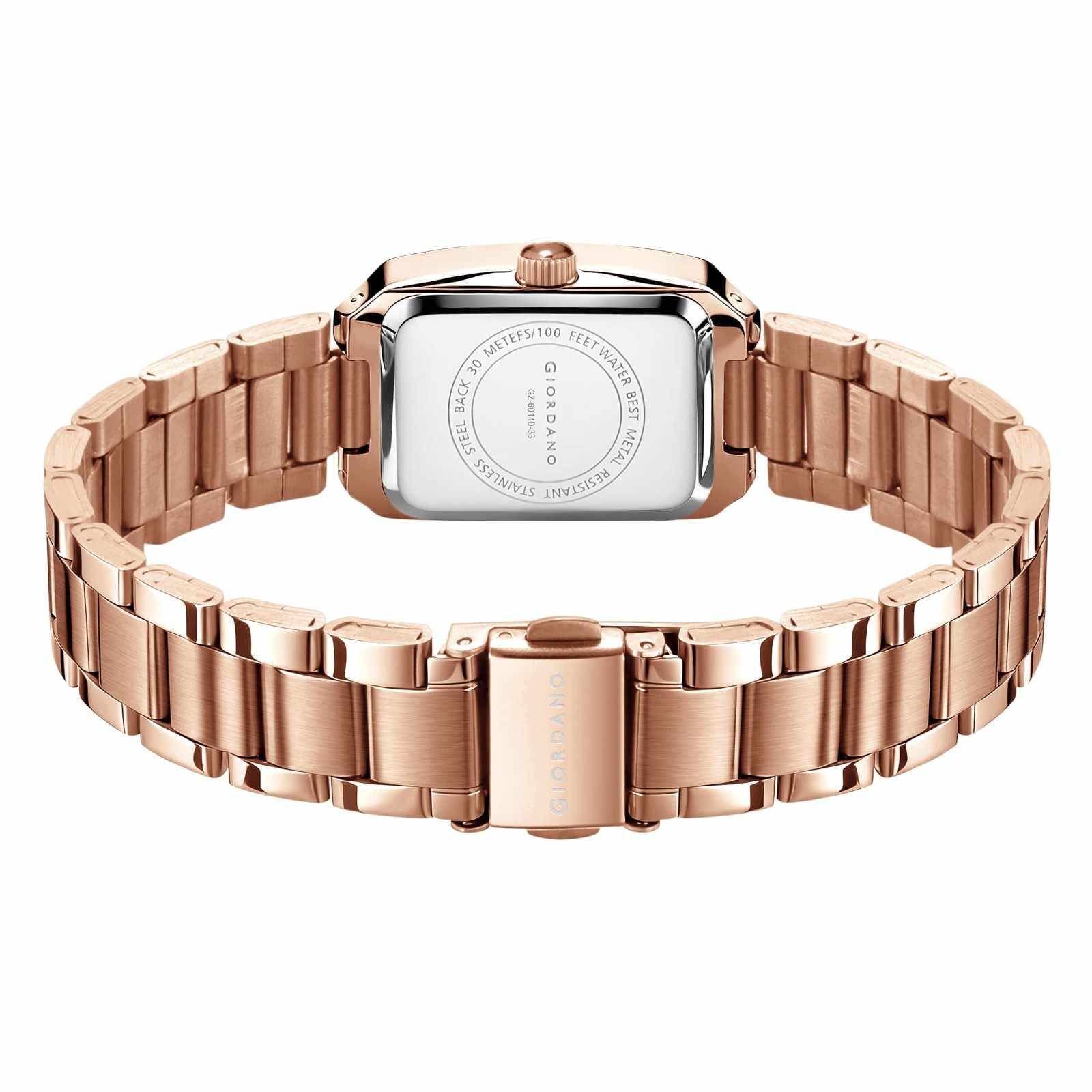 Giordano Analog Watch for Women – Rectangular Dial, Stainless Steel Strap, Crystal Accent Markers, Elegant Wristwatch - GZ-60140-33 - Image 10
