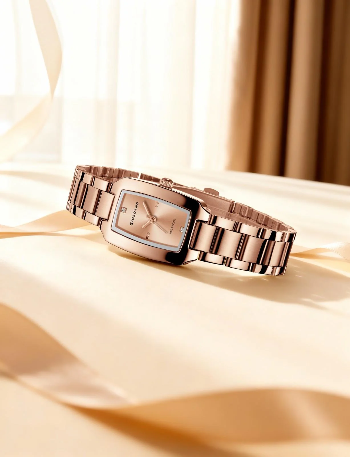 Giordano Analog Watch for Women – Rectangular Dial, Stainless Steel Strap, Crystal Accent Markers, Elegant Wristwatch - GZ-60140-33 - Image 3