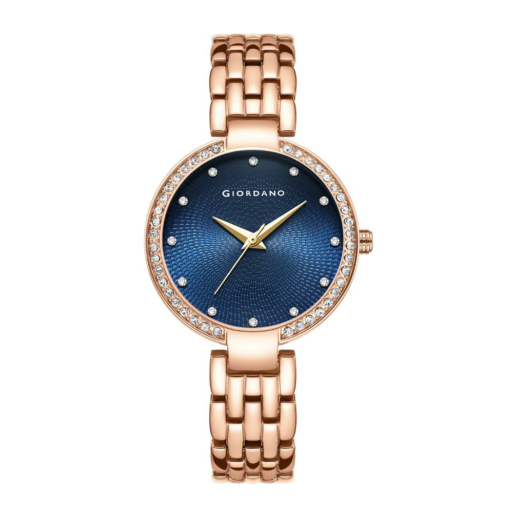 Giordano Analog Watch for Women with Diamond Indices, Stainless Steel Strap and Crystal Embellished Bezel | GD-2141-22 - Image 4