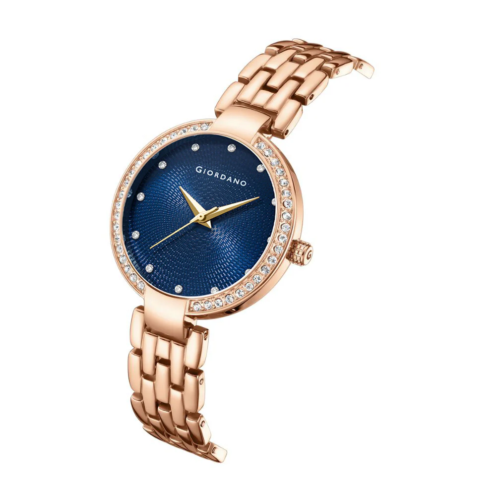 Giordano Analog Watch for Women with Diamond Indices, Stainless Steel Strap and Crystal Embellished Bezel | GD-2141-22 - Image 5
