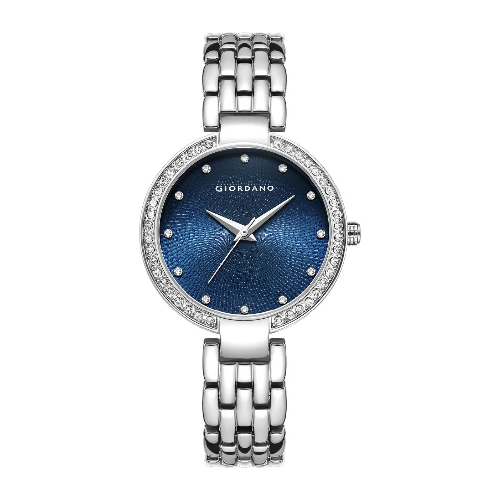 Giordano Analog Watch for Women with Diamond Indices, Stainless Steel Strap and Crystal Embellished Bezel | GD-2141-44 - Image 4