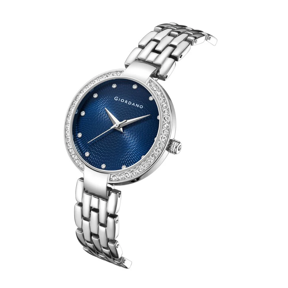 Giordano Analog Watch for Women with Diamond Indices, Stainless Steel Strap and Crystal Embellished Bezel | GD-2141-44 - Image 5