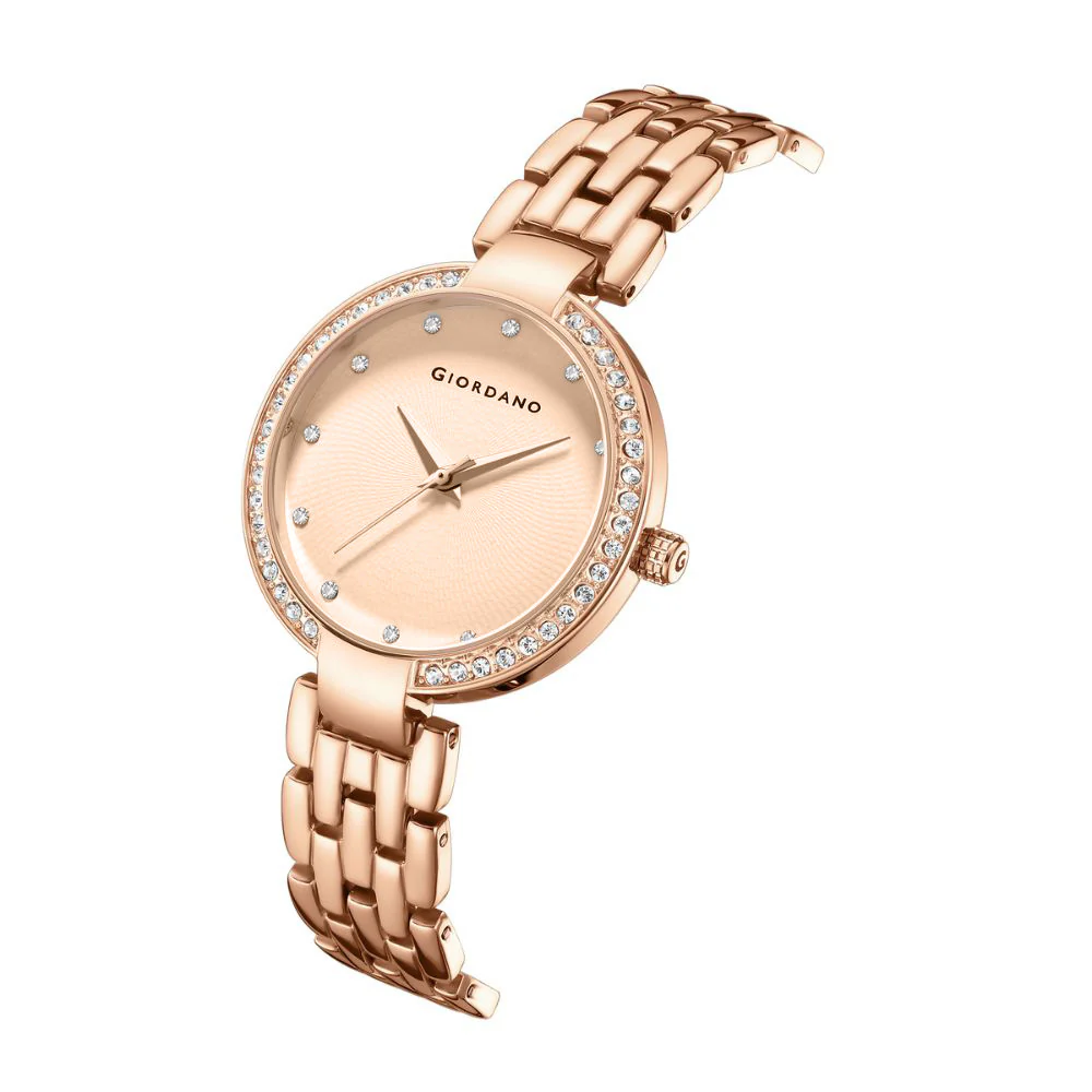 Giordano Analog Watch for Women with Diamond Indices, Stainless Steel Strap and Crystal Embellished Bezel | GD-2141-55 - Image 5