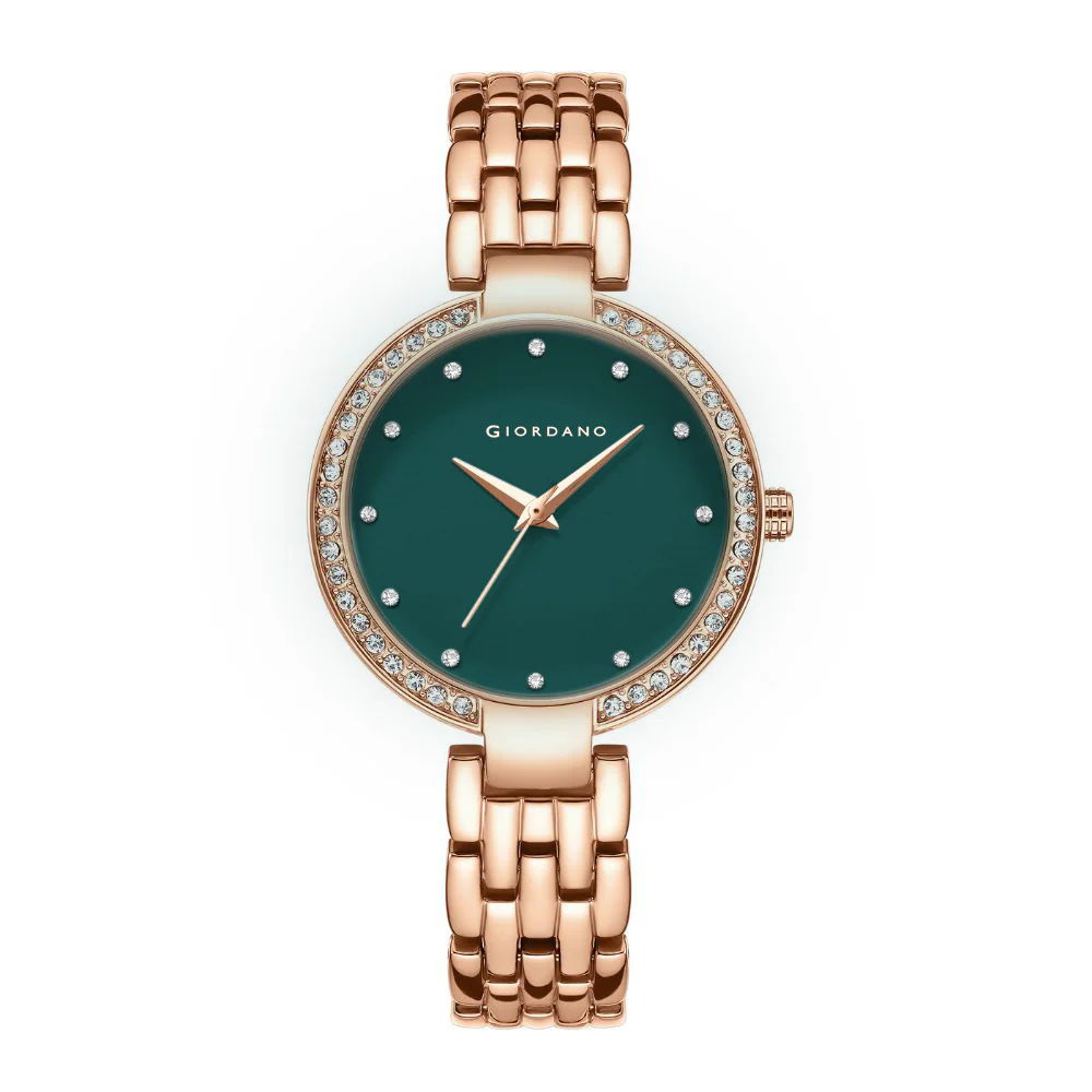 Giordano Analog Watch for Women with Diamond Indices, Stainless Steel Strap and Crystal Embellished Bezel | GD-2141-66 - Image 4