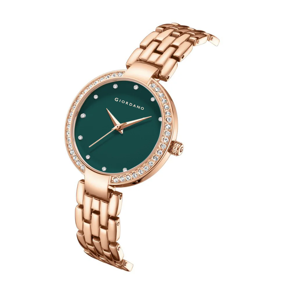 Giordano Analog Watch for Women with Diamond Indices, Stainless Steel Strap and Crystal Embellished Bezel | GD-2141-66 - Image 5