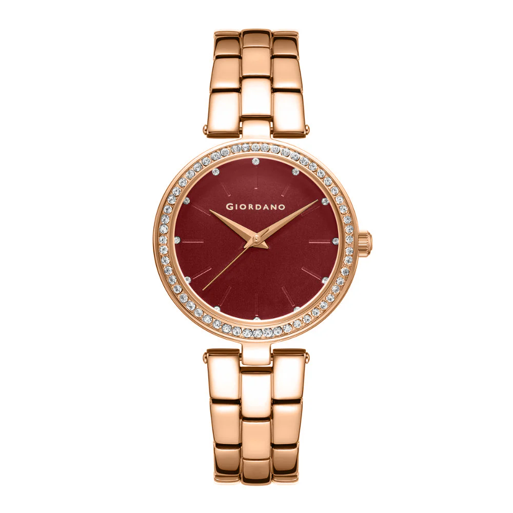 Giordano Analog Watch for Women with Diamond Studded Case and Metal Strap | A2079-22 - Image 4