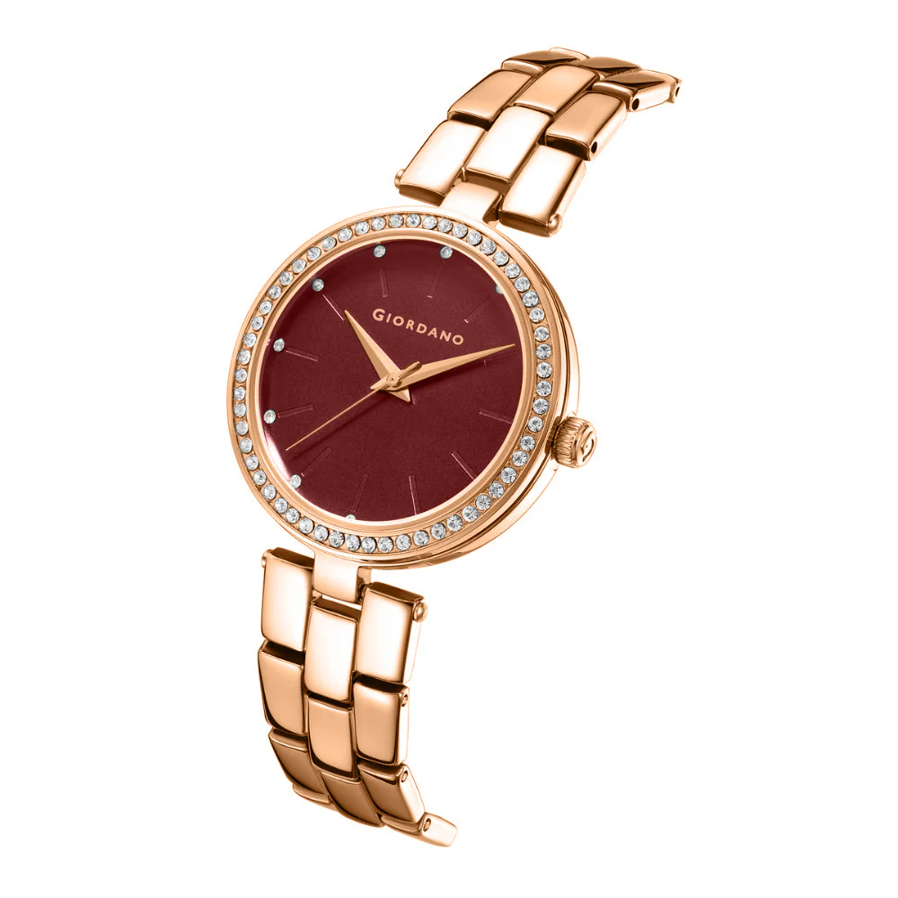 Giordano Analog Watch for Women with Diamond Studded Case and Metal Strap | A2079-22 - Image 5