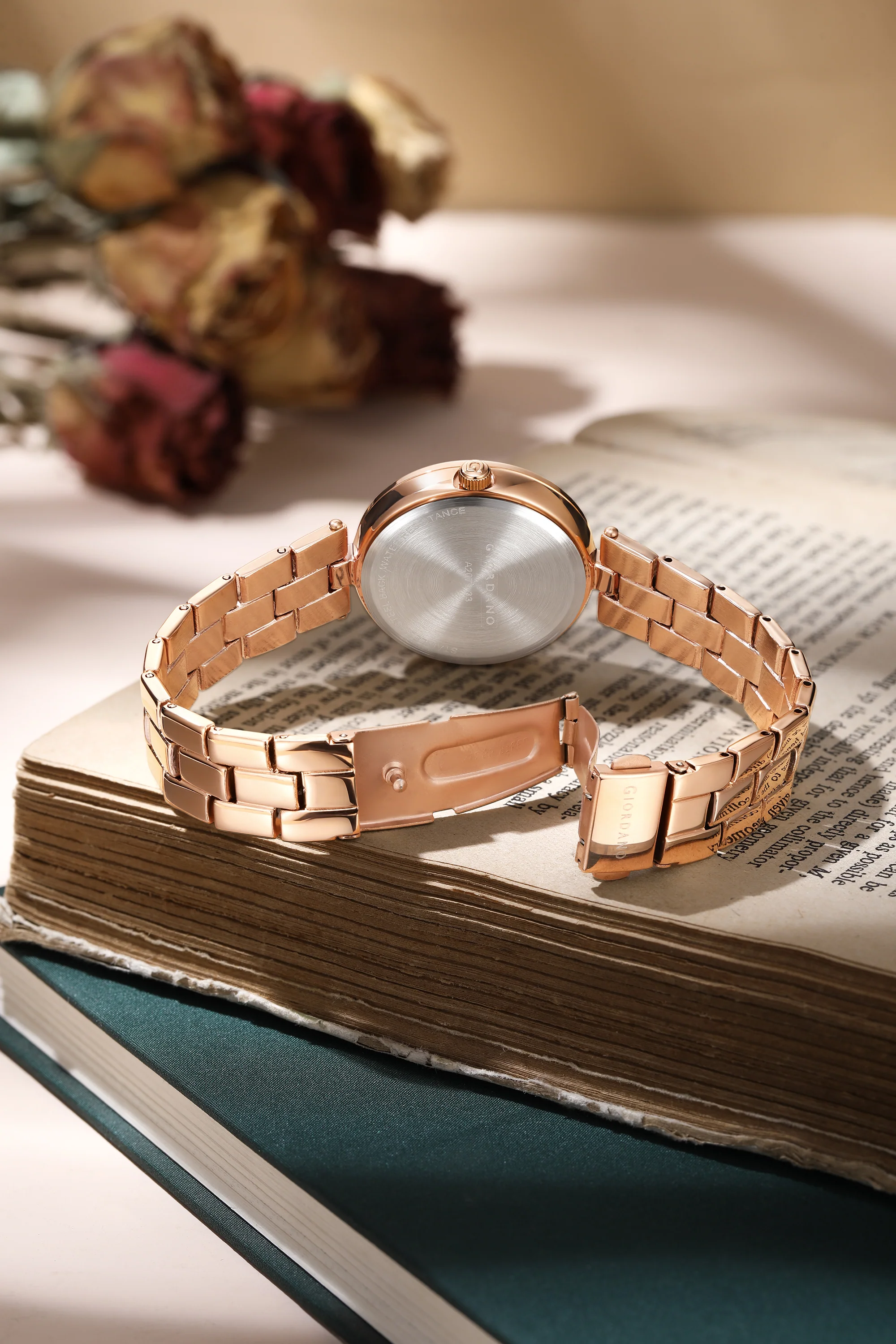Giordano Analog Watch for Women with Diamond Studded Case and Metal Strap | A2079-33 - Image 3
