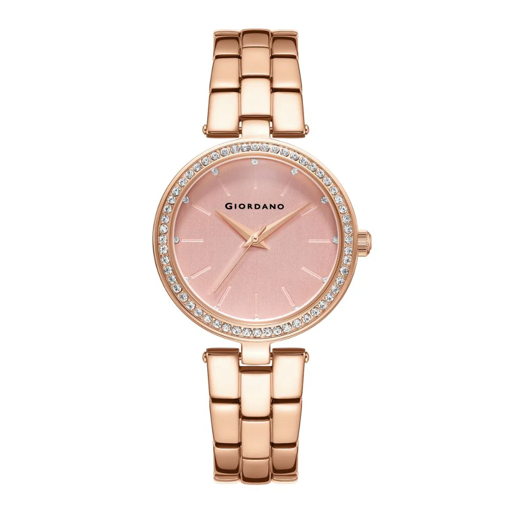 Giordano Analog Watch for Women with Diamond Studded Case and Metal Strap | A2079-33 - Image 4