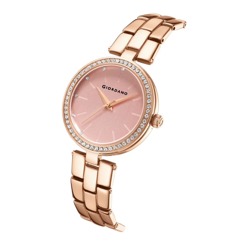 Giordano Analog Watch for Women with Diamond Studded Case and Metal Strap | A2079-33 - Image 5