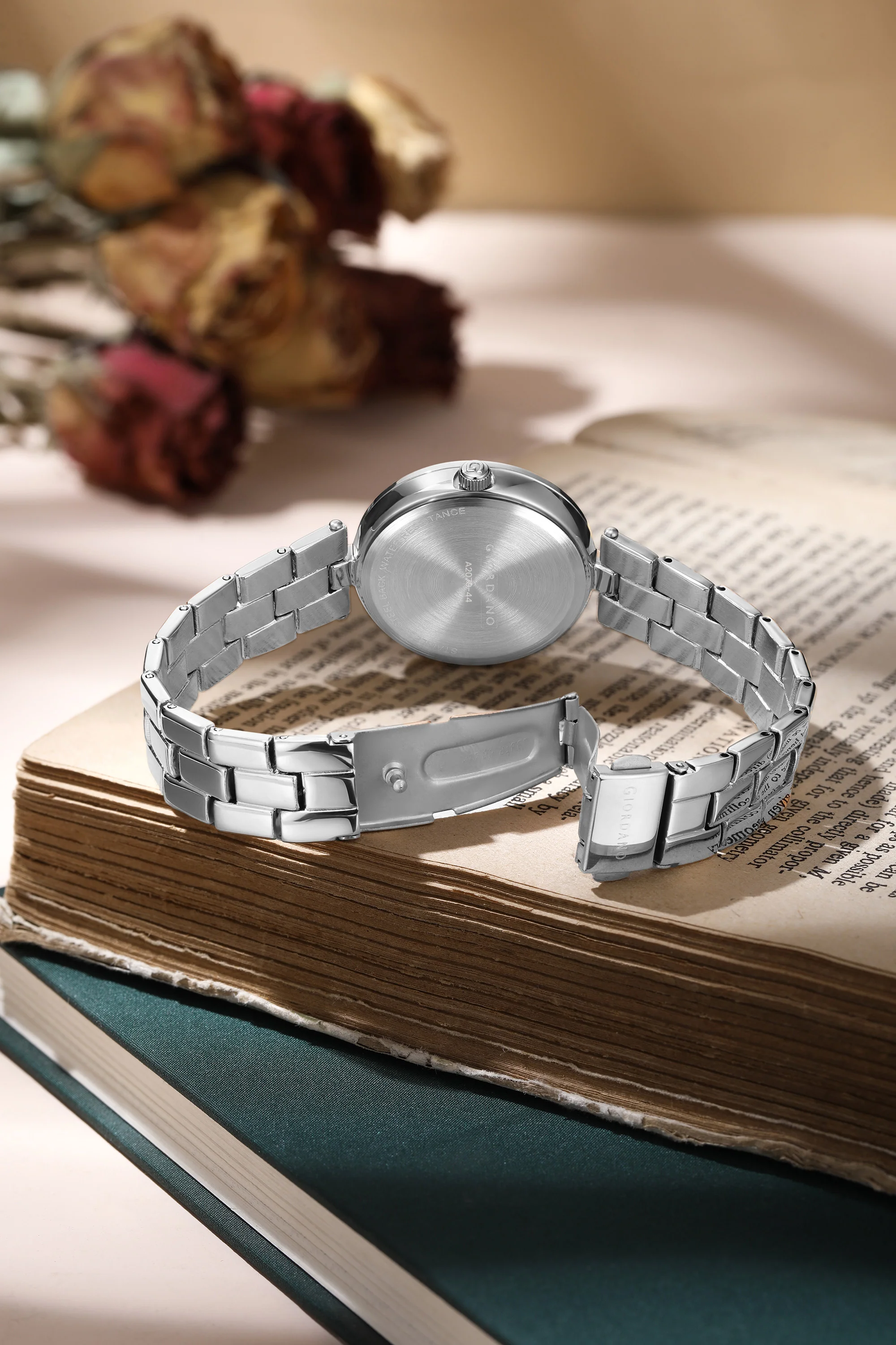 Giordano Analog Watch for Women with Diamond Studded Case and Metal Strap | A2079-44 - Image 3
