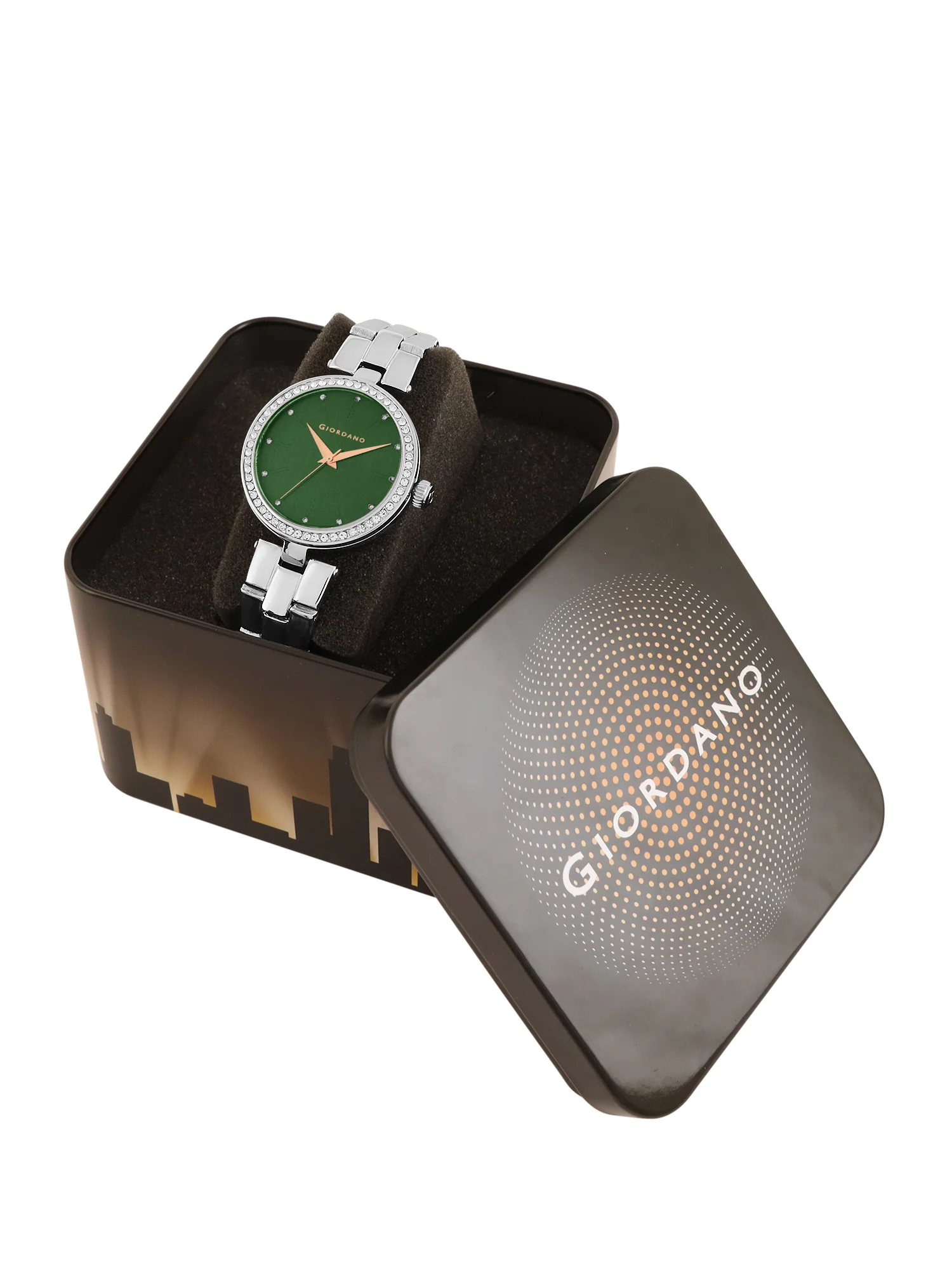 Giordano Analog Watch for Women with Diamond Studded Case and Metal Strap | A2079-55 - Image 9
