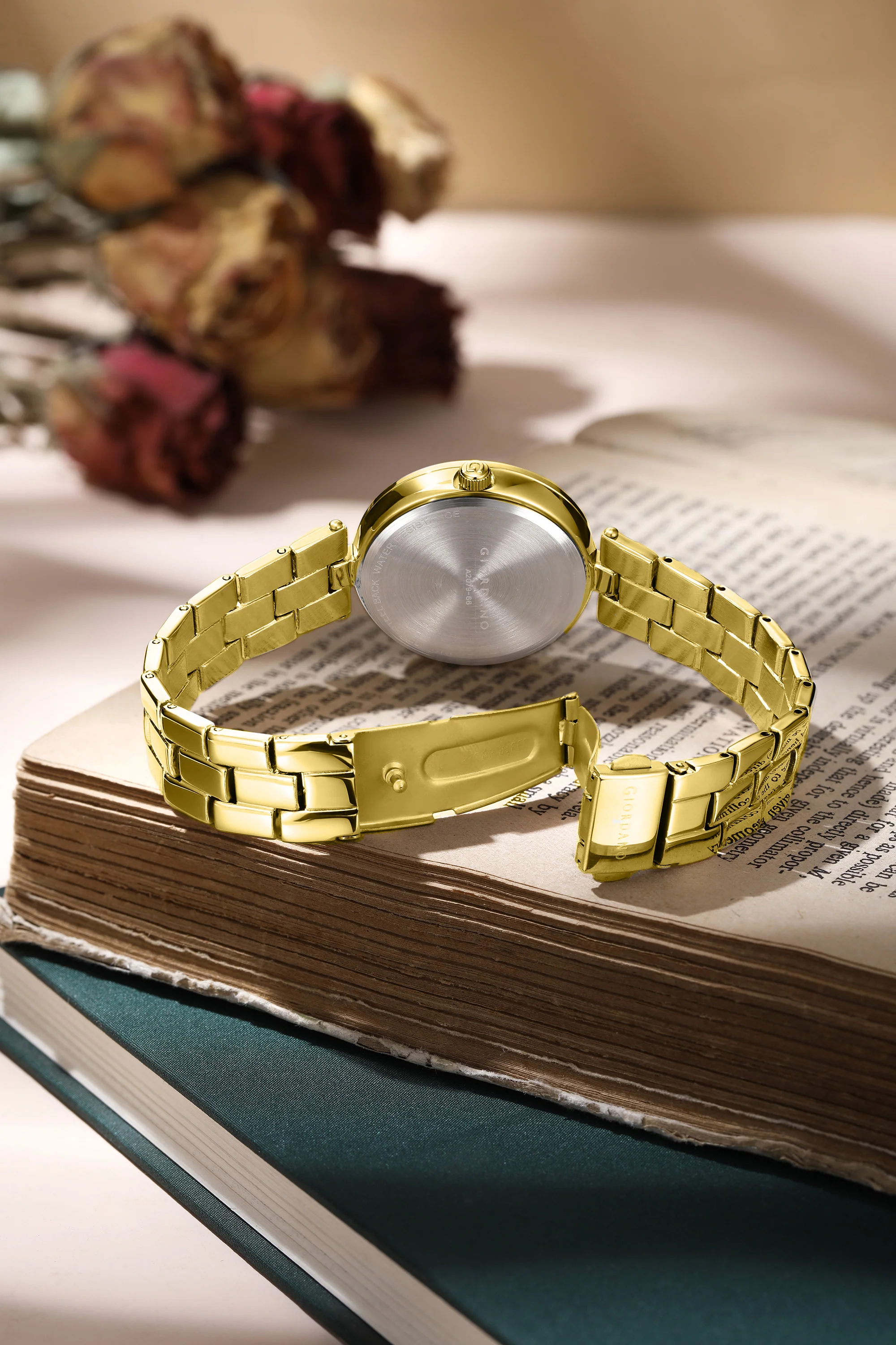 Giordano Analog Watch for Women with Diamond Studded Case and Metal Strap | A2079-66 - Image 3