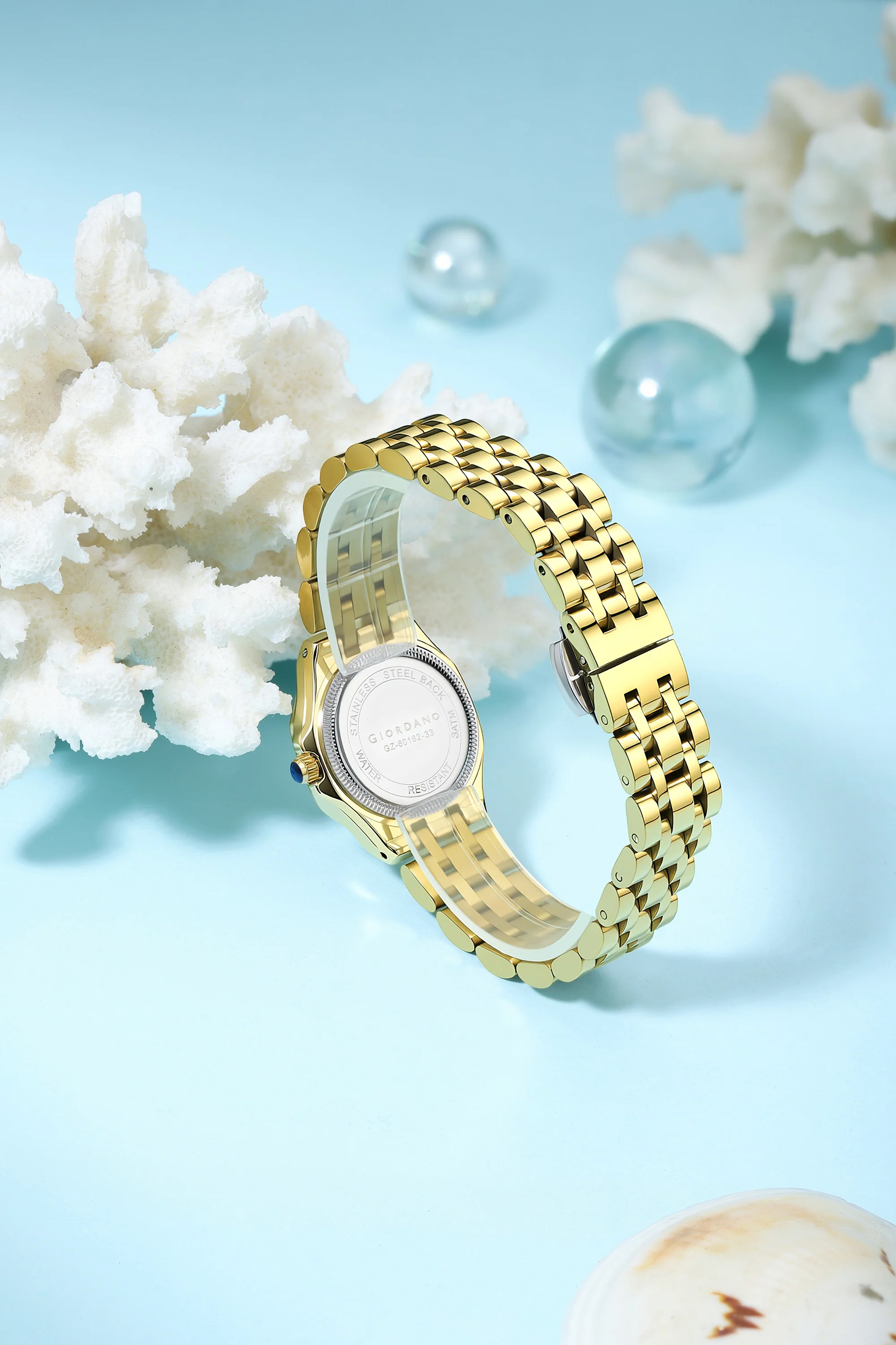 Giordano Analog Watch for Women with Green Dial, Crystal Studded Bezel, Roman Indices & Stainless Steel Strap GZ-60162-33 - Image 4