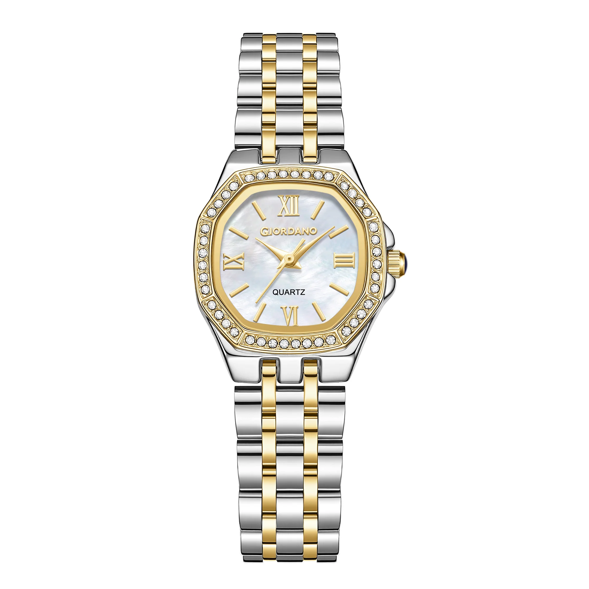Giordano Analog Watch for Women with Silver Dial, Crystal Studded Bezel, Roman Indices & Stainless Steel Strap GZ-60162-44 - Image 5