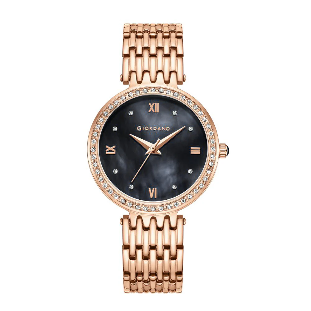 Giordano Analog Watch for Women with Stainless Steel Strap and Crystal Embellished Bezel, Roman Numerals | A2060-11 - Image 4