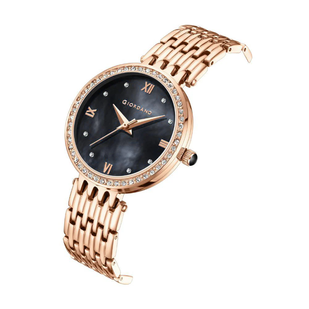 Giordano Analog Watch for Women with Stainless Steel Strap and Crystal Embellished Bezel, Roman Numerals | A2060-11 - Image 5